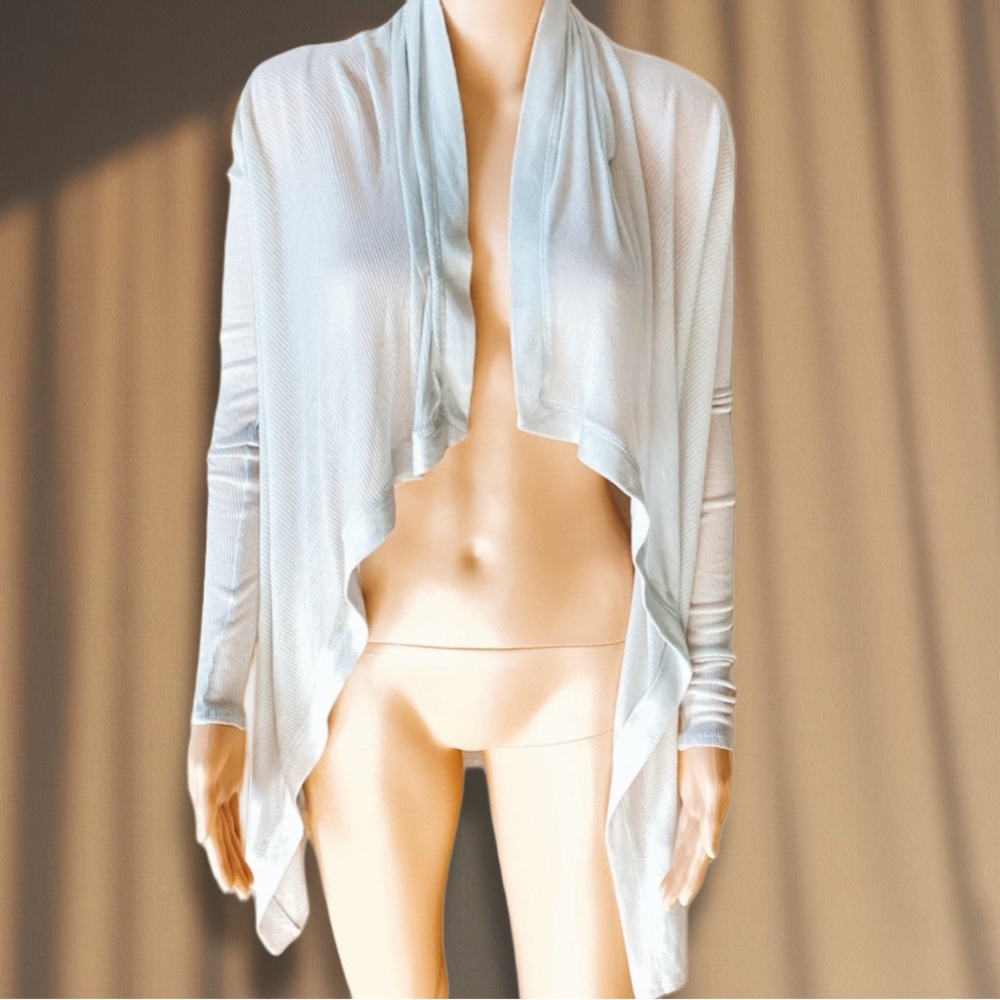Helmut Lang Italian Waterfall Gray Sheer Cardigan